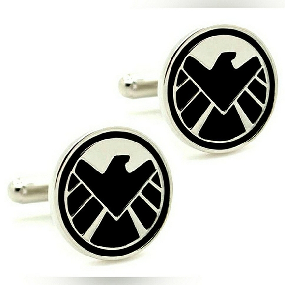 NEW! 3Pc S.H.I.E.L.D Cufflinks & Tie Bar Set! Stainless Steel & Enamel. - Picture 7 of 12